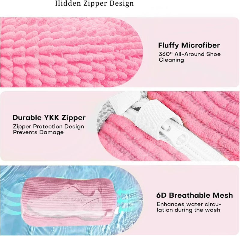 Fachoige Laundry Shoe Bags for Washing Machine, 2Pcs Shoe Washing Machine Bag Shoe Laundry Bag for Washer and Dryer (Pink-2Pcs) - Image 4